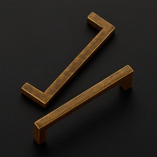 Antique Brass Cabinet Handles Solid Drawer Pulls 3 (10 Count)