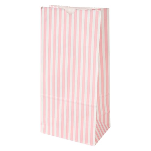 Pink And White Stripe Paper Bag (100 Count)