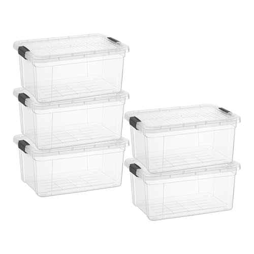 21 Quart Clear Plastic Storage Boxes with Lids (5 Count)