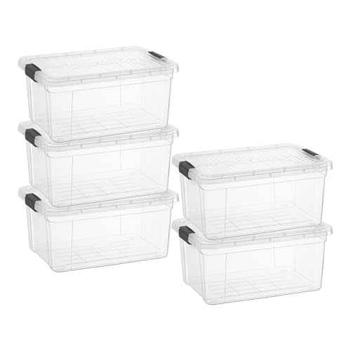 1.85 Quart Clear Plastic Storage Boxes with Lids (5 Count)