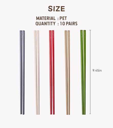 10 Pairs Fiberglass Chopsticks Reusable Set (10 Count)