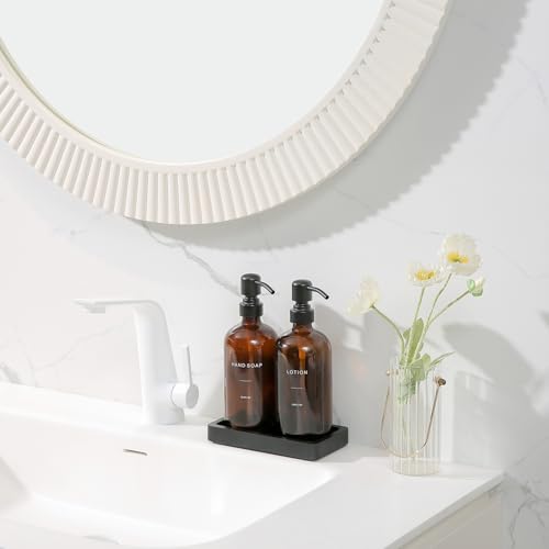 Amber Glass Soap Dispenser Set (2 Count)
