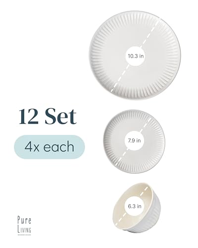 12 Piece Stoneware Dinnerware Set for 4 (12 Count)