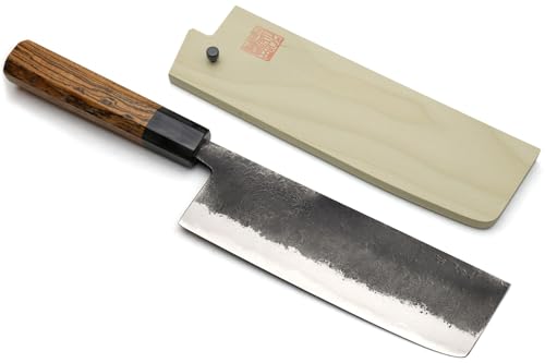 Nashiji High Carbon White Steel #2 Japanese Nakiri Vegetable Knife with Cocobolo Wood Handle
