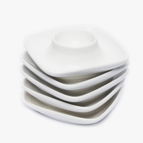 Ceramics White Egg Cups for Hard Boiled Eggs Set 6pcs (6 Count)