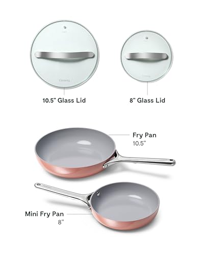 Ceramic Non Stick Fry Pan Set with Glass Lids (6 Count)