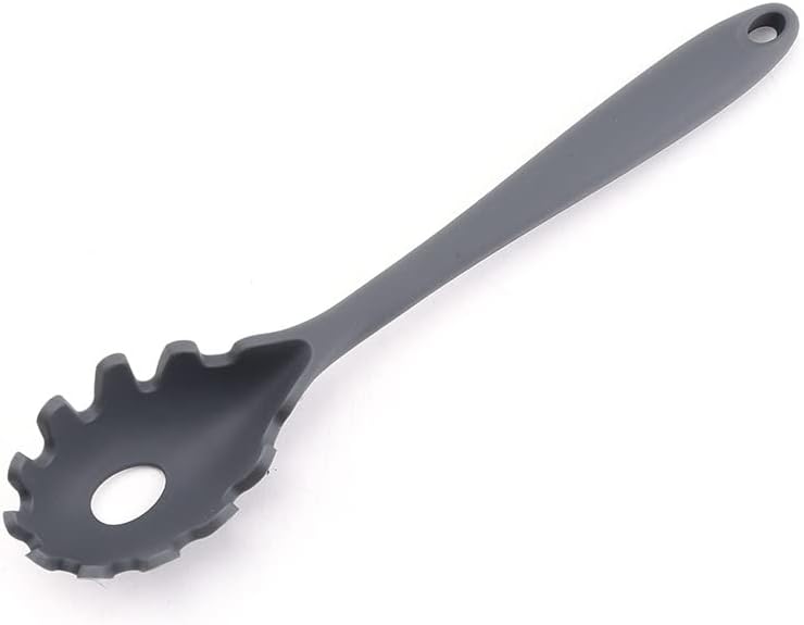 Silicone Pasta Fork (11.5"), High Heat Resistant to 480°F, Hygienic One Piece Design, Spaghetti Strainer & Server Spoon Pasta Forks (Gray) - Culinary Roots