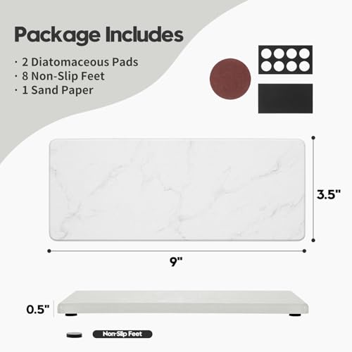 2PCS Water Absorbing Stone Drying Tray for Kitchen Counter & Bathroom Sink (2 Count)