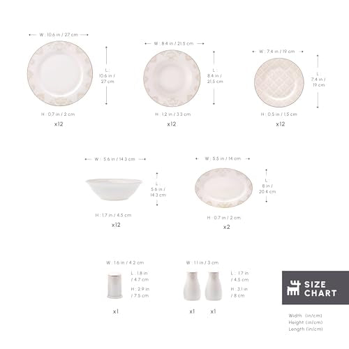 Siena 53 Piece Porcelain Plates and Bowls Set with Dinner & Dessert Plates