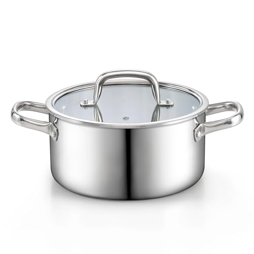4 Quart Tri Ply Clad Stainless Steel Stock Pot with Lid