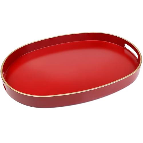Red Plastic Serving Tray for Ottoman