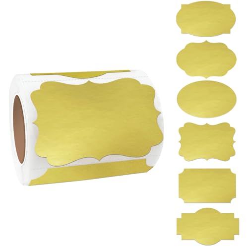 Gold Labels 250 PCS 3" x 2" Fancy Shape Stickers for Storage Box or Food Jars