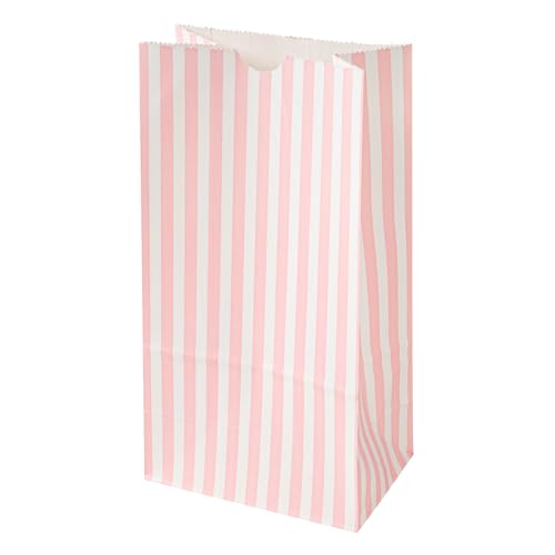 Pink And White Stripe Paper Bag (100 Count)