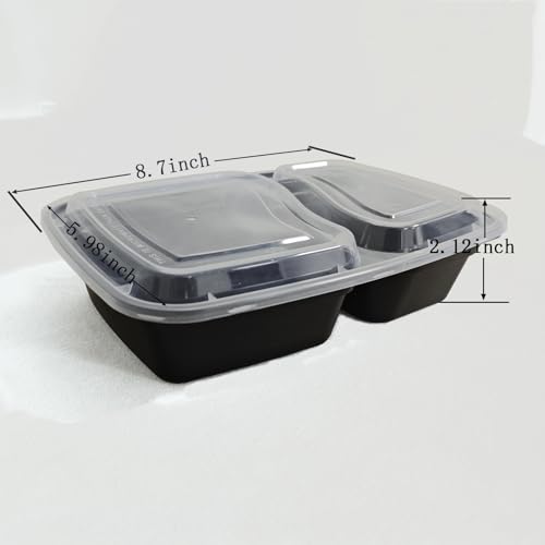 28oz 2compartment Plastic meal prep containers With Lids (100 Count)
