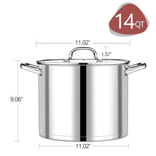 14 QT Stainless Steel Stock Pot with Lid