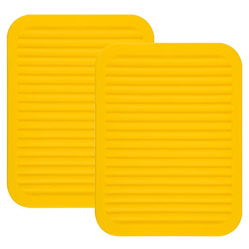 Yellow Silicone Trivet Mat for Hot Pans and PotsS Hot Pads Counter Mat Heat Resistant Table Dish Drying Mat or Placemats 2 Pack (2 Count)