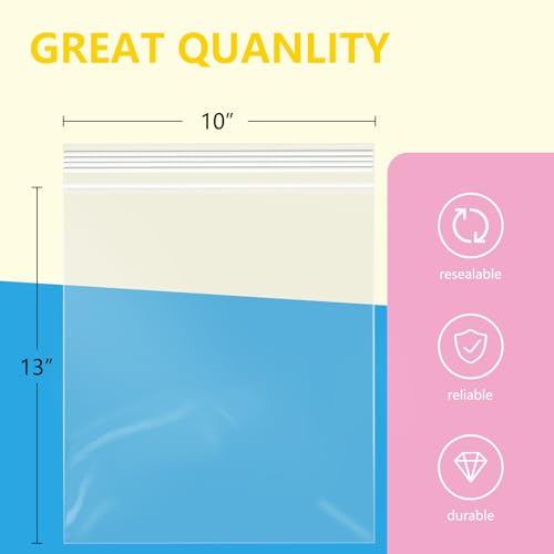 1000 Pcs 10" x 13" Clear Zip Bags (1000 Count)
