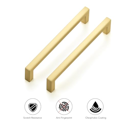 Brushed Gold Cabinet Handles Solid Cabinet Pulls 5 Inch CC (10 Count)