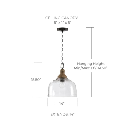 Capital Lighting 330318YG Julian Coastal Style Clear Organic Rippled Glass Dome Pendant