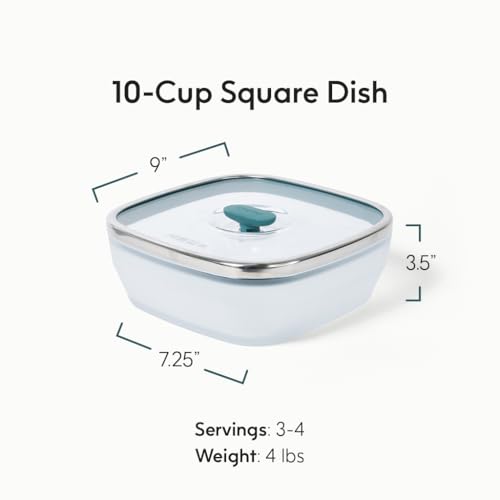10 Cup Square Glass Food Storage with Glass Lid