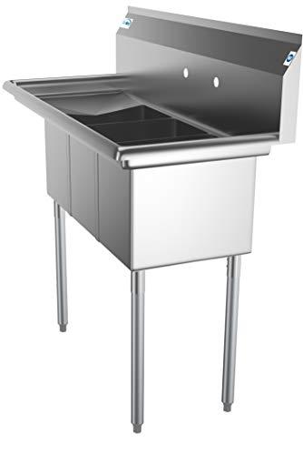 SC101410 12L3 3 Compartment Stainless Steel NSF Commercial Kitchen Sink with 1 Drainboard