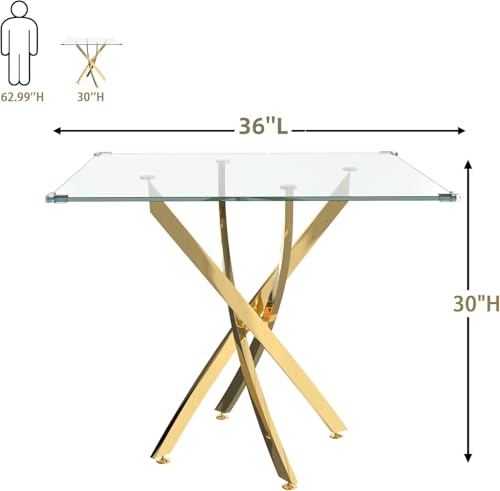 Square Glass Dining Table for 4