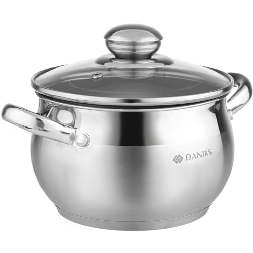 Classic 2 Quart Stainless Steel Stock Pot with Glass Lid