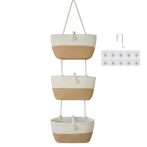 Over the Door Hanging Baskets with Wooden Button (33.12 Ounce)