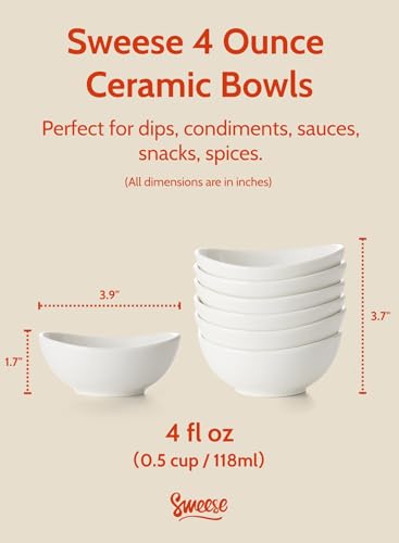 4 oz Very Small White Porcelain Bowls (6 Count)