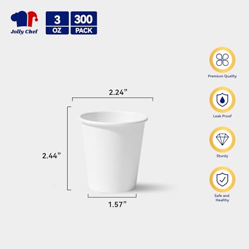 3oz Paper Cups 300 Packs Hot Beverages Disposable Bathroom Cups (300 Count)