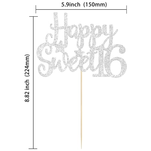 1Pc Happy Sweet 16 Cake Topper Sweet 16 Birthday Decorations Happy 16th Birthday Cake Decorations for Girls