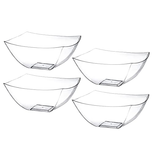 4 Pack Disposable Clear Plastic Serving Bowls Square Party & Candy 16oz (4 Count)
