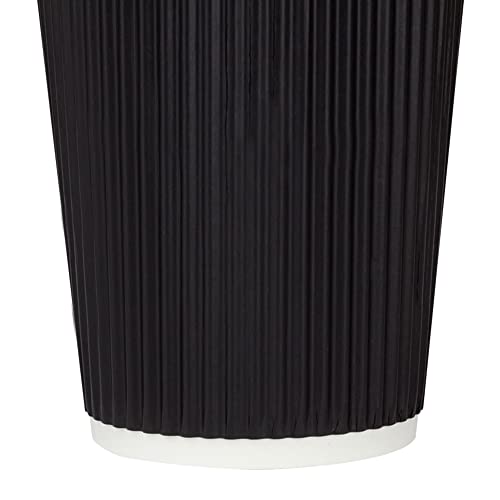 16oz Ripple Insulated Coffee Hot Cups [500 Count] Black Double Poly Lined Paper Hot Cup