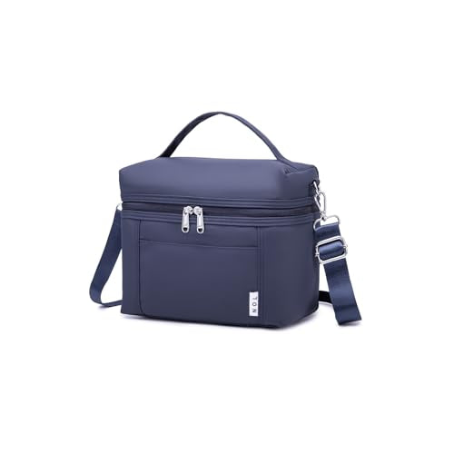 NOL Insulated Lunch Bags for Women Cooler Bag Lightweight Nylon Waterproof Lunch Box for Work Small Navy Blue 4L