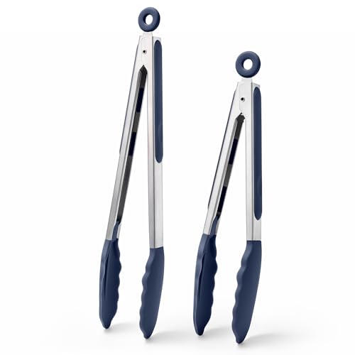 Kitchen Tongs with Silicone Tips for Cooking Serving