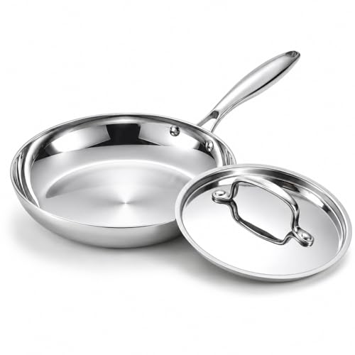 Stainless Steel Frying Pan 8 Inch with Lid