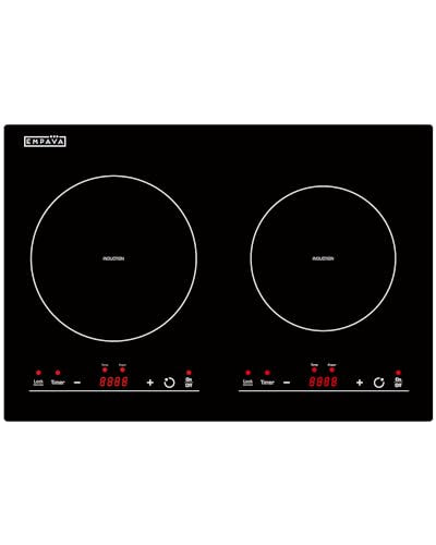 Electric Stove Induction Cooktop Horizontal with 2 Burners in Black Vitro Ceramic Smooth Surface Glass 120V