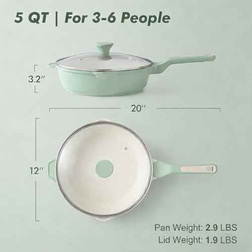 Nonstick Ceramic Skillet with Lid 12
