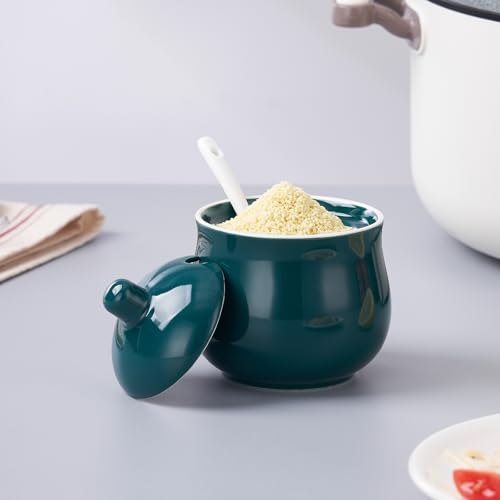 7 OZ Ceramic Sugar Bowl with Lid and Spoon