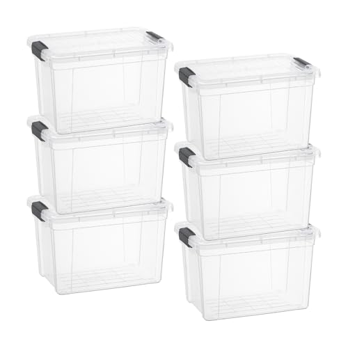 2.5 Quart Clear Plastic Storage Boxes with Lids (6 Count)