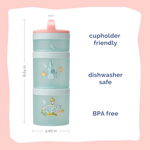 Cinderella) DiSNEY PRINCESS Whiskware Stackable Snack Pack - 3 Jar + Handle - Pink/Blue/Blue