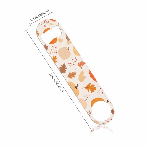 Pumpkin Stainless Steel Bottle Opener Leaf Fruit Orange Yellow Maple Leaves Gourd Butternut Autumn Floral Pattern Flat Beer Bottle Opener Keychain for Home Kitchen Bar Restaurant Party Gift