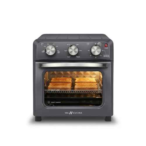 6-in-1 Retro Air Fryer Toaster Oven Combo, Compact 12.7 QT Small Countertop Convection Oven, Fits 9" Pizza & 4 Toast, Hexagon Hybrid Heating, Enamel Baking Pan Included, Dark Grey Color