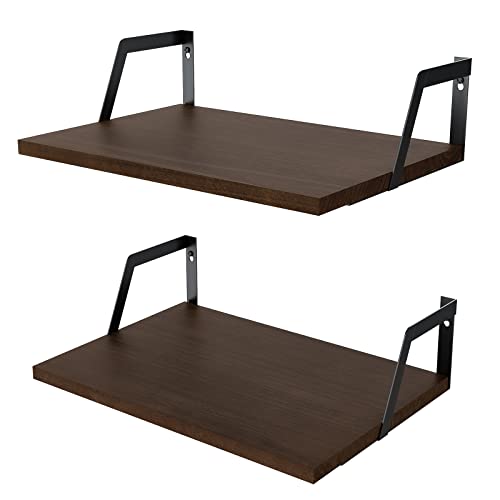 Dark Walnut Deep Floating Shelves (2 Count)