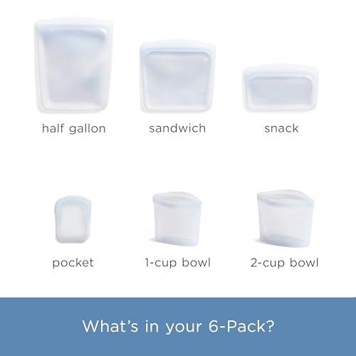 Premium Reusable Silicone Food Storage Bags (6 Count)
