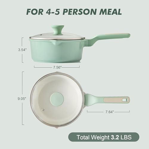 Ceramic Nonstick Saucepan with Double Pouring Spout