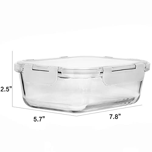 8 Pack 30 oz Glass Food Storage Containers with Lids (8 Count)
