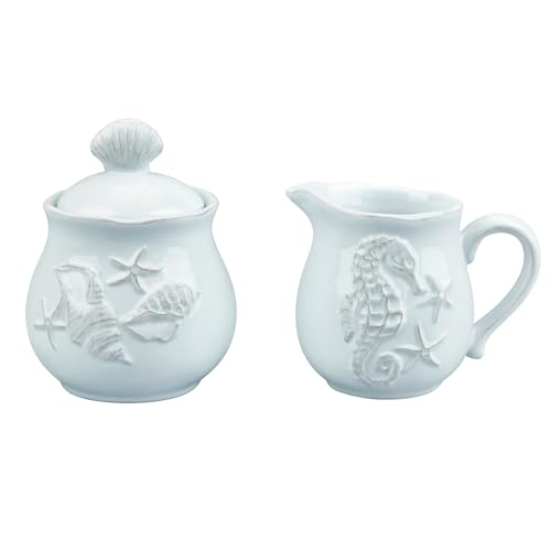 Blue Sky Ceramics Sky Ceramic Laguna Coastal Sugar and Creamer Set Blue