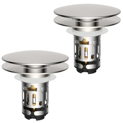 2 Pack Upgraded 3 in 1 Bathroom Sink Drain Strainer (2 Count)