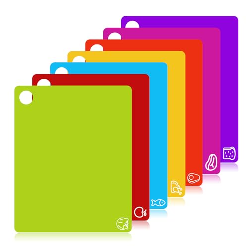 7 Pieces Flexible Cutting Boards with Hanging Hole (7 Count)